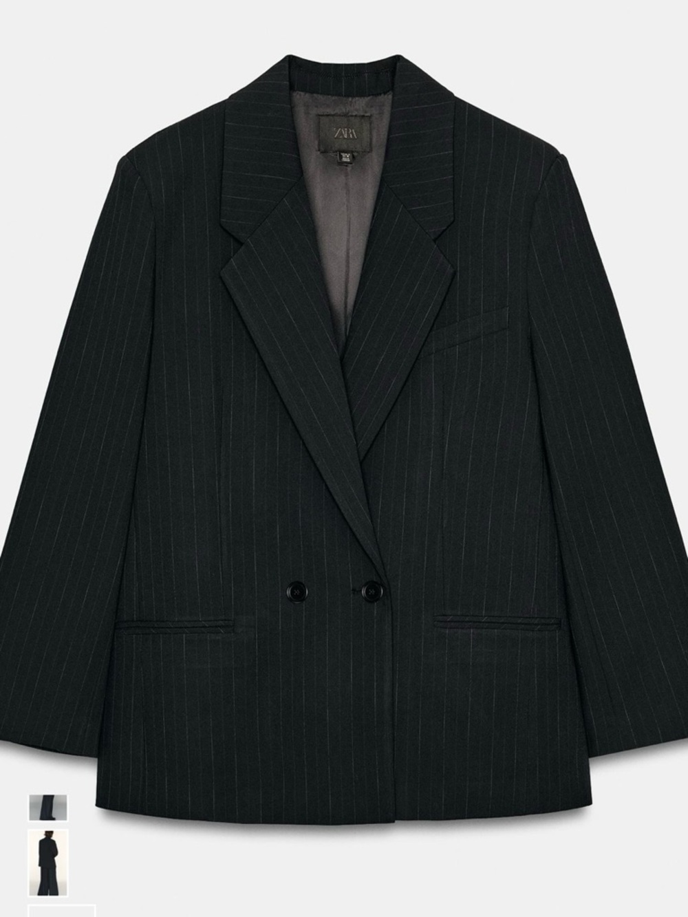 Navy Blue Oversized Classic Pinstriped Tailored Jacket from Zara - Picture 4 of 15
